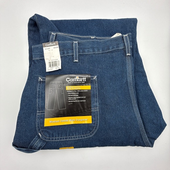 Carhartt Other - Carhartt B113 Darkstone DST Denim Loose Fit Tapered Leg Mens Jeans 42X30 NWT NOS
